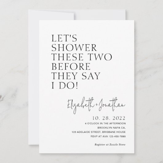彼らシンプルが私はブライダルすると言う前にカップルのシャワー 招待状 (正面)