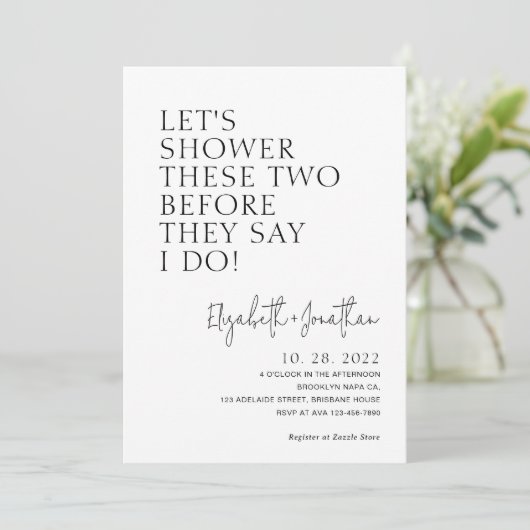 彼らシンプルが私はブライダルすると言う前にカップルのシャワー 招待状 (スタンド正面)