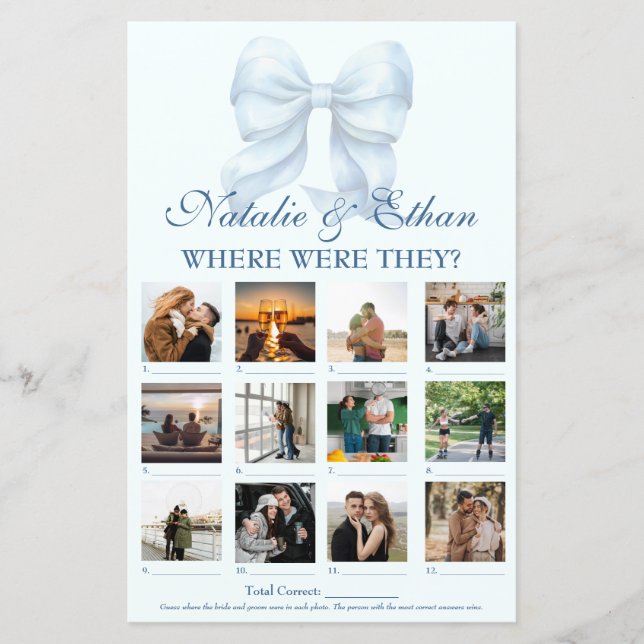 彼らパーソナライズされたはブライダルシャワーゲーム (正面)