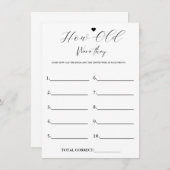 彼らモダンは何歳だったブライダルシャワーゲームカード 招待状 (正面/裏面)