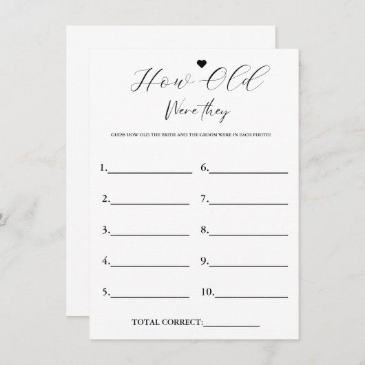 彼らモダンは何歳だったブライダルシャワーゲームカード 招待状 (正面/裏面)
