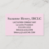 彼ら与えは健康なスタート授乳レチェベビー 名刺 (裏面)