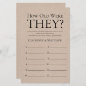 彼ら素朴は何歳だったブライダルシャワーゲーム (正面/裏面)