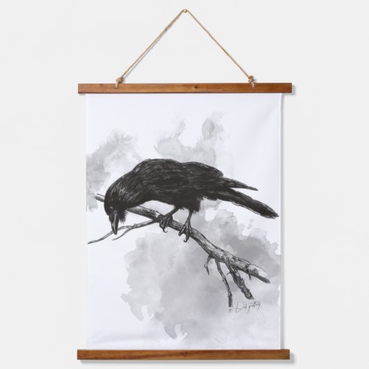 彼ら食べ物を与えはカラス好きピーナッツ 吊り下げ型タペストリー (正面)