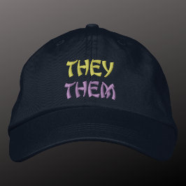 彼ら/彼らは非バイナリ刺繍帽子を発音 刺繍入りキャップ