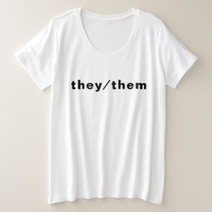 彼ら、彼ら、代名詞プライドLgbtq白黒 プラスサイズTシャツ
