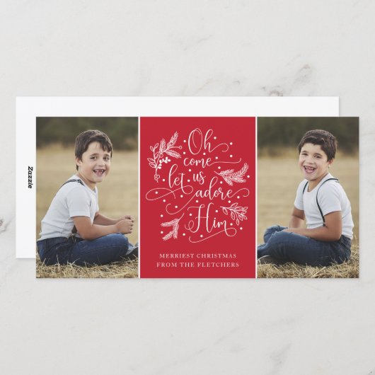 彼をエレガント崇拝する | クリスマス2枚の写真 シーズンカード (正面/裏面)