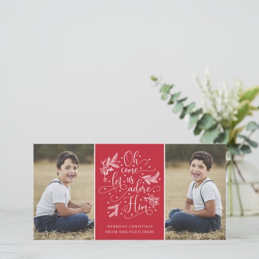 彼をエレガント崇拝する | クリスマス2枚の写真 シーズンカード (スタンド正面)