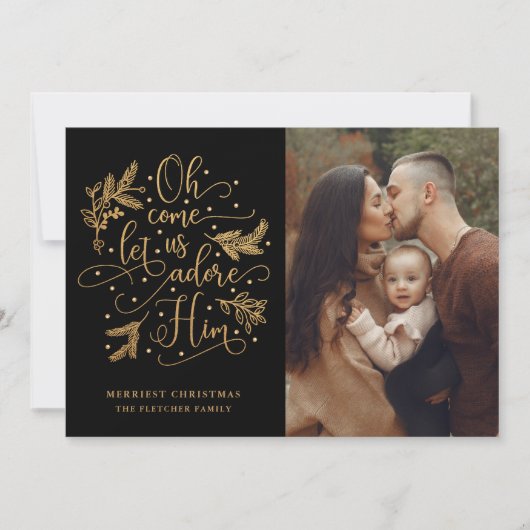彼をエレガント崇拝する | フォトクリスマス | 金ゴールド黒 シーズンカード (正面)