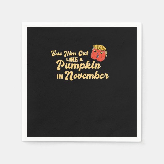 彼をパンプキントランプキンハロウィーンのリールのように外へ投げ出す スタンダードカクテルナプキン (正面)