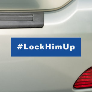 彼をロック#LockHimUpブルーホワイトバンパーステッカー バンパーステッカー