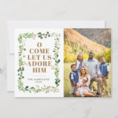 彼を崇拝する葉のフレーム宗教的な写真 シーズンカード (正面)