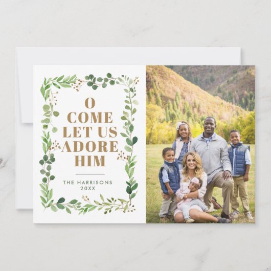 彼を崇拝する葉のフレーム宗教的な写真 シーズンカード (正面)