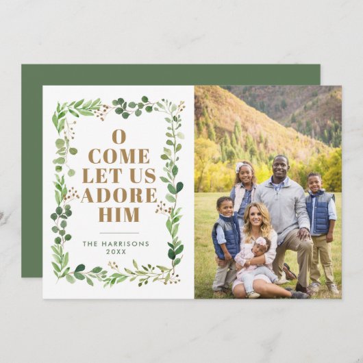 彼を崇拝する葉のフレーム宗教的な写真 シーズンカード (正面/裏面)