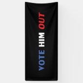 彼を投票して黒い赤白青文字 モダン 横断幕 (縦)