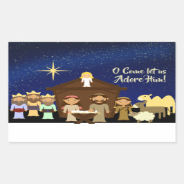 彼を来慕おう、クリスマス出生 長方形シール