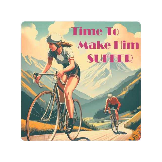 彼を苦しませるサイクリング メタルプリント (正面)