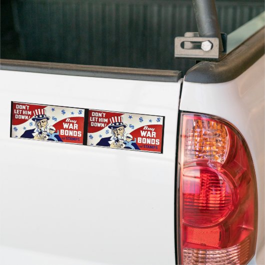 彼を許可しないで下さい、戦時公債およびスタンプを買わないで下さい バンパーステッカー (トラック上)