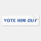 彼を青と白に投票モダンはっきりしたタイポグラフィ バンパーステッカー (正面)