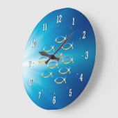 彼を|のキリスト教の魚の記号の柱時計後を追って下さい ラージ壁時計 (傾斜)