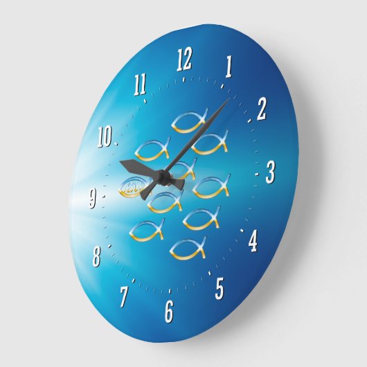 彼を|のキリスト教の魚の記号の柱時計後を追って下さい ラージ壁時計 (傾斜)