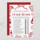 彼イタリアンは彼女がブライダルシャワーゲームと言った 招待状 (正面/裏面)