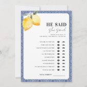 彼イタリアンは彼女がブライダルシャワーゲームを言ったと言った 招待状 (正面)