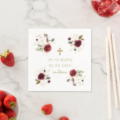 彼エレガントが復活した金ゴールドの花Burgundy スタンダードカクテルナプキン (インサイチュ)