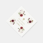 彼エレガントが復活した金ゴールドの花Burgundy スタンダードカクテルナプキン (角)