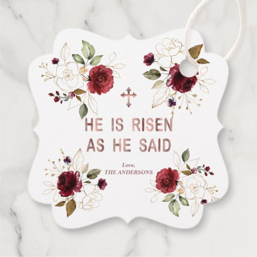 彼エレガントが復活した金ゴールドの花Burgundy フェイバータグ (裏面)