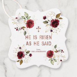 彼エレガントが復活した金ゴールドの花Burgundy フェイバータグ