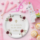 彼エレガントが復活した金ゴールドの花Burgundy ペーパープレート (パーティー)