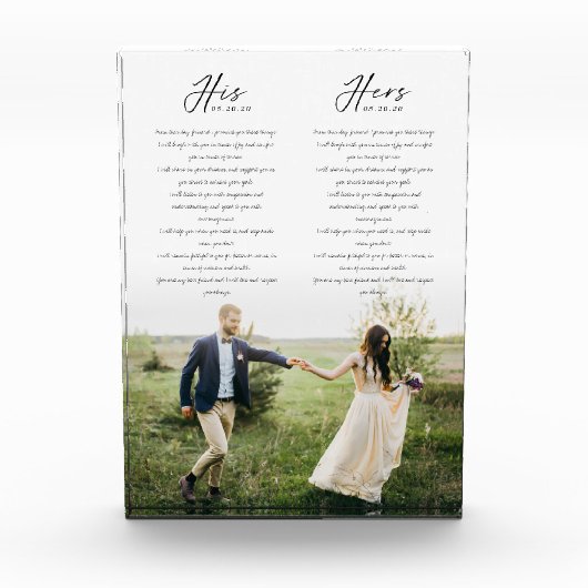 彼エレガントと彼女の結婚誓いの写真ミニマル フォトブロック (正面)