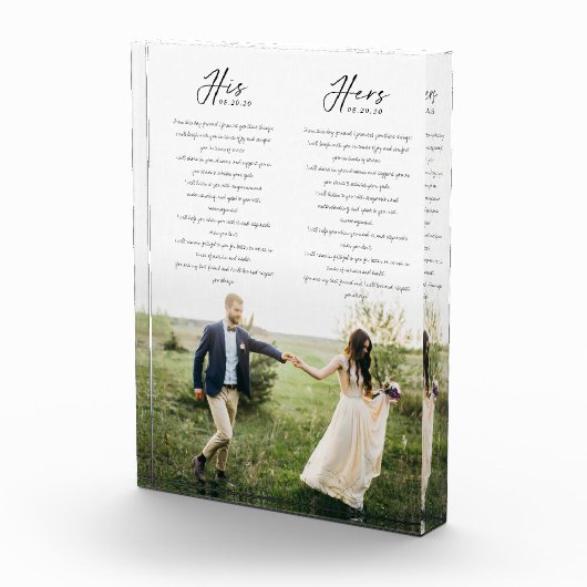 彼エレガントと彼女の結婚誓いの写真ミニマル フォトブロック (右)