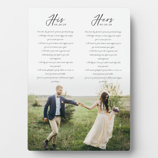 彼エレガントと彼女の結婚誓いの写真ミニマル フォトプラーク (正面)