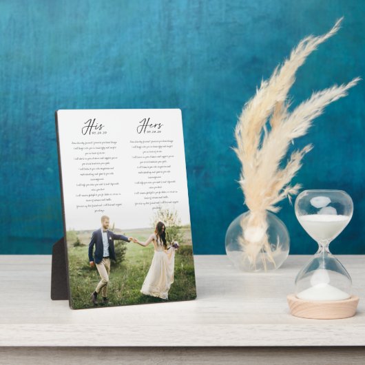 彼エレガントと彼女の結婚誓いの写真ミニマル フォトプラーク (側面)