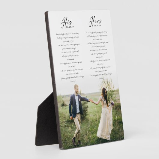 彼エレガントと彼女の結婚誓いの写真ミニマル フォトプラーク (側面)