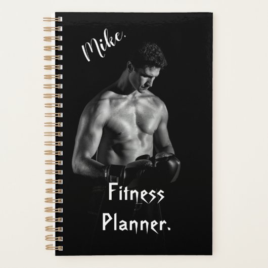 彼エレガントのために黒いパーソナライズフィットネスプランナー プランナー手帳 (正面)