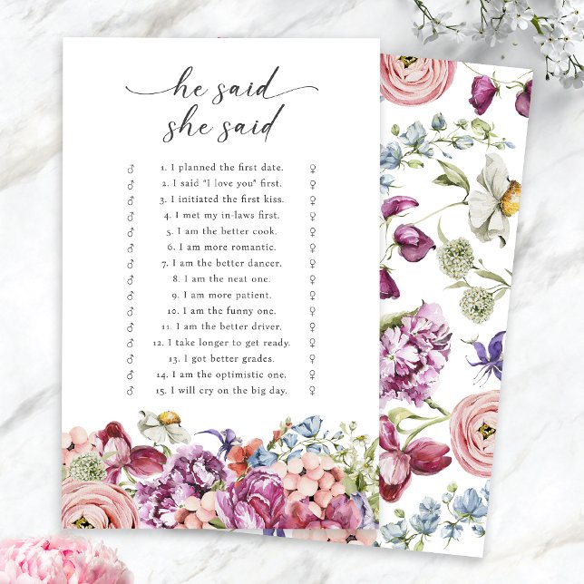 彼エレガントはカラフルフローラがゲームを言った (Elegant Colorful Jewel Tone Floral He Said She Said Game by Painted Paperie
)