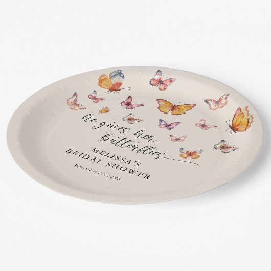 彼エレガントは与え私の蝶ブライダルシャワー ペーパープレート (アングル)