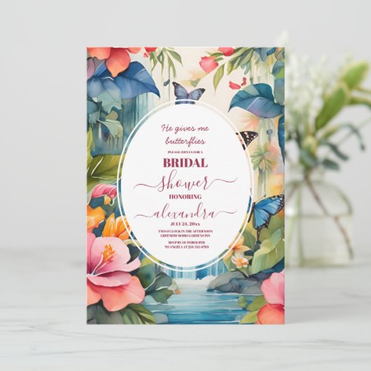 彼エレガントは与え私の蝶ブライダルシャワー 招待状 (スタンド正面)