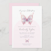 彼エレガントは与え私の蝶ブライダルシャワー 招待状 (正面/裏面)