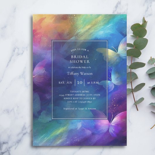 彼エレガントは与え私の蝶ブライダルシャワー 招待状