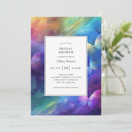 彼エレガントは与え私の蝶ブライダルシャワー 招待状 (スタンド正面)