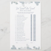 彼エレガントは彼女がほこりっぽい青いシャワーの試合を言った (正面)