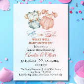 彼エレガントまたは彼女の水色ヴィンテージ性別が明らかにする 招待状