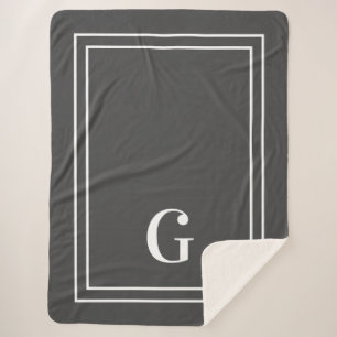 彼エレガントモノグラムのにとって白い灰色の シェルパブランケット