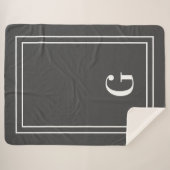 彼エレガントモノグラムのにとって白い灰色の シェルパブランケット (正面(横))