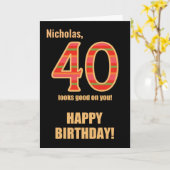 彼カスタマイズの誕生日の名前40thカード カード (黄色い花)