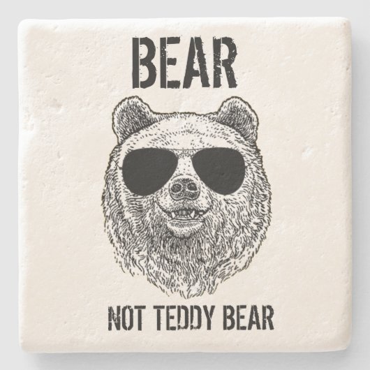 彼カスタムに対するクマTEDDY BEARおもしろい男性ギフト ストーンコースター (正面)